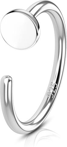 COCHARM 20G 925 فضة استرلينية صغيرة رفيعة على شكل حلقة أنف للنساء، مطلية بالذهب 6 مم - 7 مم - 8 مم مجوهرات ثقب الأنف بنصف طوق قابل للتعديل in Kuwait