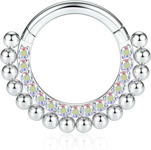 AROWRO 316L Surgical Steel Septum Rings 16G 8/10mm Septum Jewelry with CZ Daith Piercing Jewelry Hinged Segment Cartilage Conch Hoop Septum Clicker in Saudi Arabia
