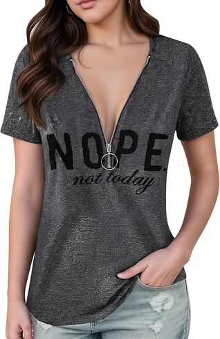 بلوزات طيور النحام بأكمام قصيرة ورقبة على شكل حرف V، بلوزات كاجوال للأعمال، قمصان أنيقة، قمصان عمل أنيقة ومثيرة in Kuwait