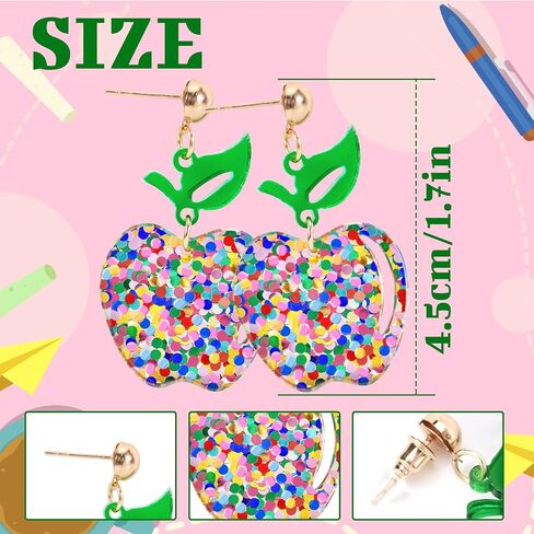 Teacher Earrings for Women, Cute Apple Earrings Teacher Appreciation Gifts, Back to School Teacher Gift, Thank You Teacher Birthday Gifts Classroom Accessories in Saudi Arabia