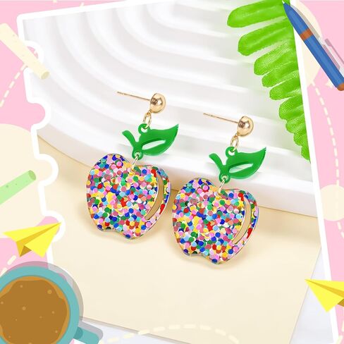 Teacher Earrings for Women, Cute Apple Earrings Teacher Appreciation Gifts, Back to School Teacher Gift, Thank You Teacher Birthday Gifts Classroom Accessories in Saudi Arabia
