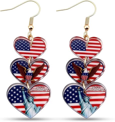 Patriotic Earrings for Women Red White and Blue Rhinestone Star Dangle 4th of July Earrings USA Independence Day Jewelry in Kuwait