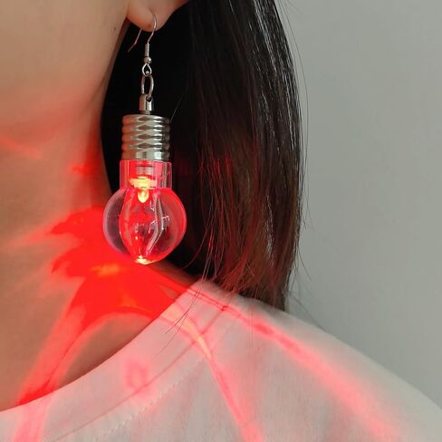 Sparkling LED Light Bulb Drop Dangle Statement Earrings for Women Multi-Colored Colorful Bulbs Light Up Glow in The Dark Hook Hoops Earring Huggie Fashion Christmas Jewelry Gifts Cocktail Party in Kuwait