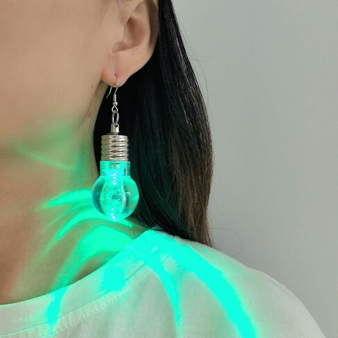 Sparkling LED Light Bulb Drop Dangle Statement Earrings for Women Multi-Colored Colorful Bulbs Light Up Glow in The Dark Hook Hoops Earring Huggie Fashion Christmas Jewelry Gifts Cocktail Party in Kuwait