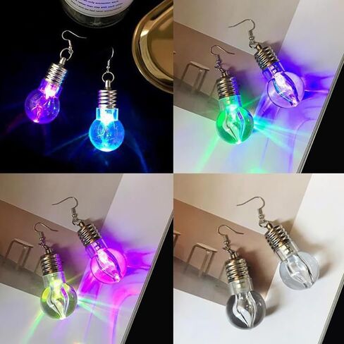 Sparkling LED Light Bulb Drop Dangle Statement Earrings for Women Multi-Colored Colorful Bulbs Light Up Glow in The Dark Hook Hoops Earring Huggie Fashion Christmas Jewelry Gifts Cocktail Party in Kuwait