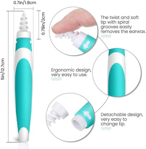 Ear Wax Remover,Soft and Flexible Earwax Removal Tool,Spiral Ear Wax Cleaner with 15 Replacement Tips for Adults and Kids Ear Cleaning in Saudi Arabia