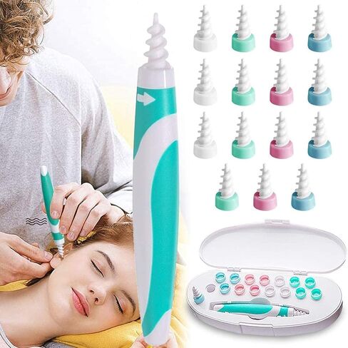 Ear Wax Remover,Soft and Flexible Earwax Removal Tool,Spiral Ear Wax Cleaner with 15 Replacement Tips for Adults and Kids Ear Cleaning in Saudi Arabia