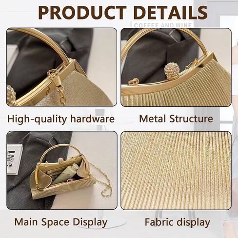 Women's Prom Evening Bag Wedding Sparkly Clutch Purse Party Handbag with Chain in Kuwait