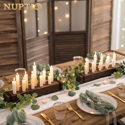 الشمعدانات الخشبية من NUPTIO للقطعة المركزية للطاولة: حامل شموع مستدق بطول 16.5 بوصة - حامل شمعدان للمزرعة لعيد الميلاد في المنزل وتناول الطعام وغرفة المعيشة وديكور الموقد in Kuwait