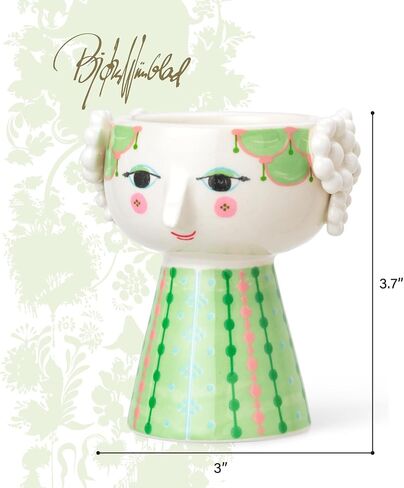 Bjørn Wiinblad Eva Candleholder | Hand-Painted Glazed Ceramic | Light Green | 3.7 in in Saudi Arabia