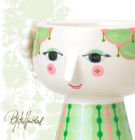 Bjørn Wiinblad Eva Candleholder | Hand-Painted Glazed Ceramic | Light Green | 3.7 in in Saudi Arabia