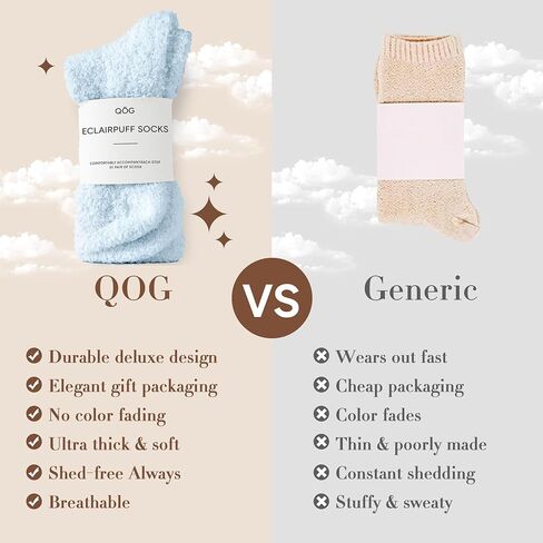 جوارب QOG Cozy Cloud - جوارب غامضة للنساء والرجال، دافئة للجنسين - جورب نوم ناعم ورقيق - هدية للاسترخاء in Kuwait
