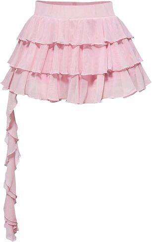 WDIRARA Women's Plus Size Tiered Layered Ruffle Mini Skirt High Waist A Line Skirts Festival Clubwear in Kuwait