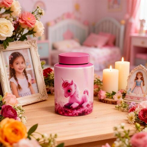 Up to 140 lbs Small Stainless Steel Unicorn Urns for Human Child Teen Girl Baby Ashes, Decorative Funeral Cremation Keepsake Memorial Medium Pink Urn for Sweetheart Daughter in Saudi Arabia
