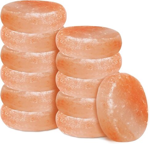 12 Pcs Flat Oval Massage Stone 3.5 x 1 x 2.6 Inch Crystal Hand Carved Stone Pink Himalayan Salt Massage Therapy Heated Warmer Rock for Salt and Sugar in Kuwait