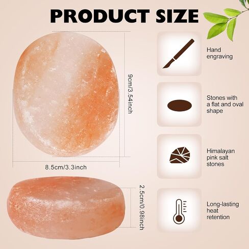 12 Pcs Flat Oval Massage Stone 3.5 x 1 x 2.6 Inch Crystal Hand Carved Stone Pink Himalayan Salt Massage Therapy Heated Warmer Rock for Salt and Sugar in Kuwait