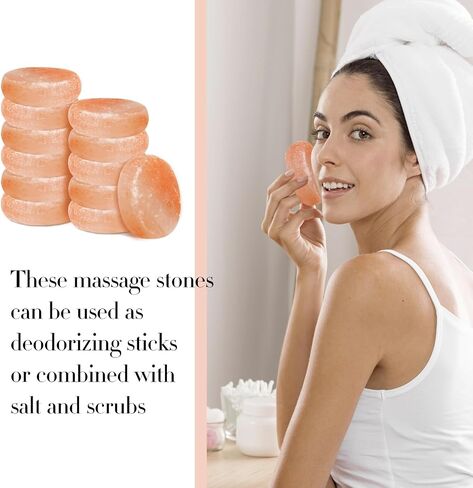 12 Pcs Flat Oval Massage Stone 3.5 x 1 x 2.6 Inch Crystal Hand Carved Stone Pink Himalayan Salt Massage Therapy Heated Warmer Rock for Salt and Sugar in Kuwait