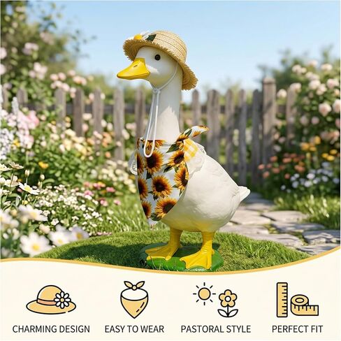 Porch Goose Outfit, Goose Outfits 2-Piece Set with Sunflower Hat and Yellow Bib, Country Style Goose Costume with Triangle Scarf and Straw Hat, Polyester Material in Saudi Arabia