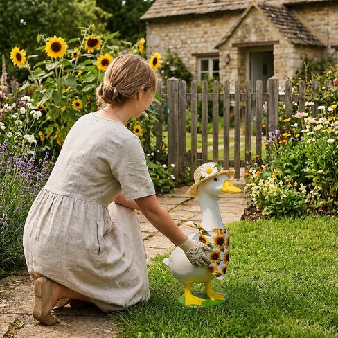 Porch Goose Outfit, Goose Outfits 2-Piece Set with Sunflower Hat and Yellow Bib, Country Style Goose Costume with Triangle Scarf and Straw Hat, Polyester Material in Saudi Arabia