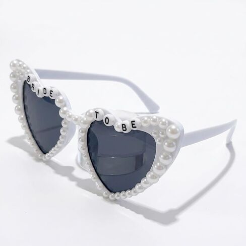 Bride to Be Bachelorette Party Set - 3pcs White Veil, Sash & Pearl Sunglasses, Bridal Shower Accessories Kit for Bride to Be in Kuwait