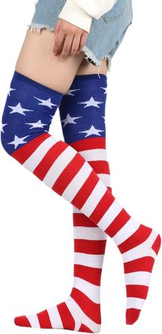 CBLUO 4th Of July Patriotic Headband Tutu Striped Stockings Gloves Red Blue White American Flag Star Headpiece Tights Skirt Women Independence Day Hair Hoops Halloween Cosplay Birthday Party Supplies in Saudi Arabia