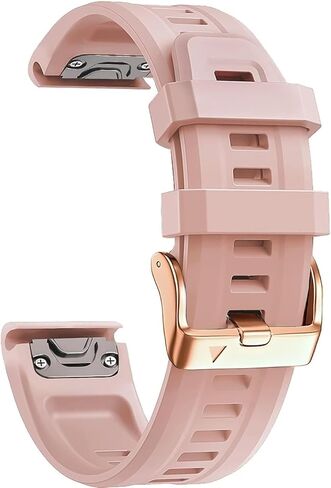 For Garmin Fenix 7S/5S Plus/6S/5S/Instinct 2S/D2, Quick Fit Soft Silicone Strap With Rose Gold Buckle For Women Man Breathable Waterproof Wristband Accessory in Saudi Arabia