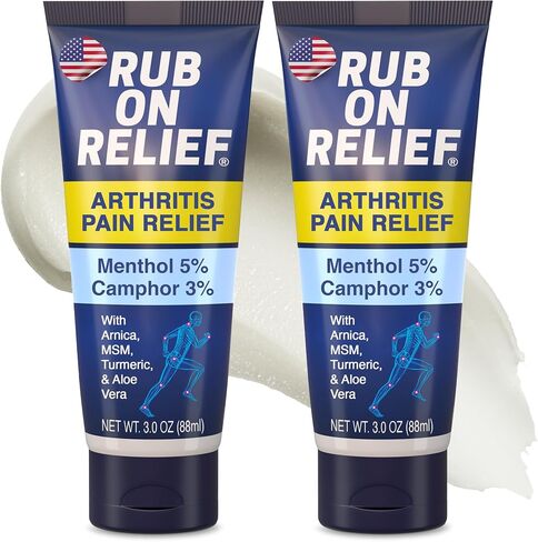 RUB ON RELIEF Arthritis Pain Relief Cream – 10-in-1 Non-Greasy Joints Pain Cream for Knees, Back, Neck, Hands, & Muscle Aches with Menthol, Camphor, Arnica, MSM & Turmeric Up to 8 Hours, 3oz (1 Pack) in Saudi Arabia