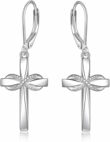 Infinity Cross Earrings for Women Infinity Drop Earrings with Cubic Zirconia Cross Jewelry Birthday Graduation Gifts for Mom Sister Friends in Saudi Arabia