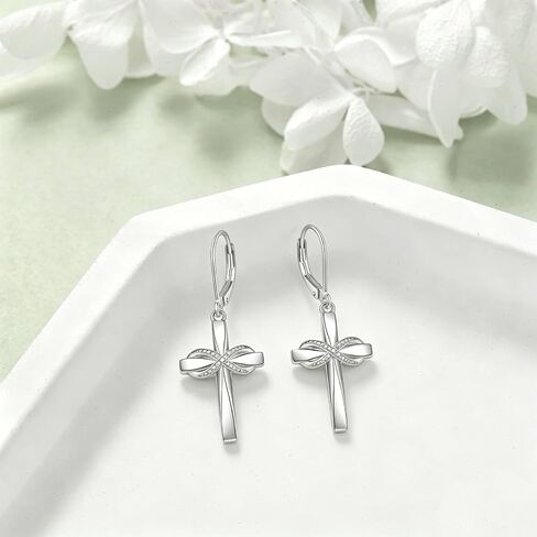 Infinity Cross Earrings for Women Infinity Drop Earrings with Cubic Zirconia Cross Jewelry Birthday Graduation Gifts for Mom Sister Friends in Saudi Arabia