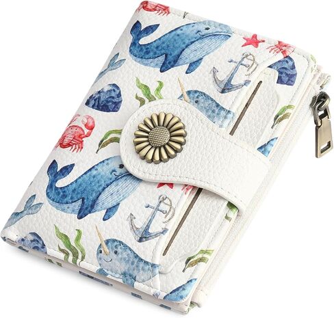 SENDEFN Small Wallet Women RFID Blocking Bifold Card Holder Compact Vegan Leather Wallets with 3 ID Windows in Kuwait