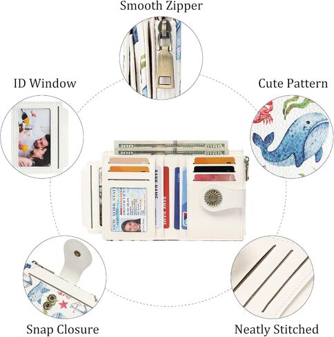SENDEFN Small Wallet Women RFID Blocking Bifold Card Holder Compact Vegan Leather Wallets with 3 ID Windows in Kuwait