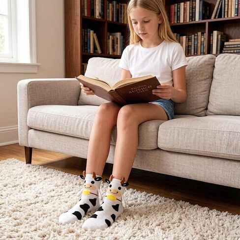VVEEWUU Funny Magnetic 3D Animal Cow Socks for Girls and Women Holding Hands Socks One Size in Saudi Arabia