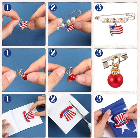 Hercicy 48 Pcs 4th of July Socks and Charms Kit for Women with 2 Pairs DIY Patriotic Socks 46 Red 250th Anniversary Charms Accessories Patriotic Patches for 250th Anniversary Memorial Day Decor Gift in Kuwait