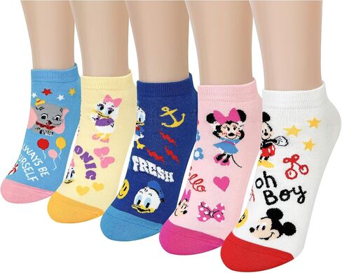 Disney Character Ankle Socks, 4 or 5 or 6 Pairs, Mickey Minnie Donald Daisy Pluto, Multicolor Set Collection in Saudi Arabia