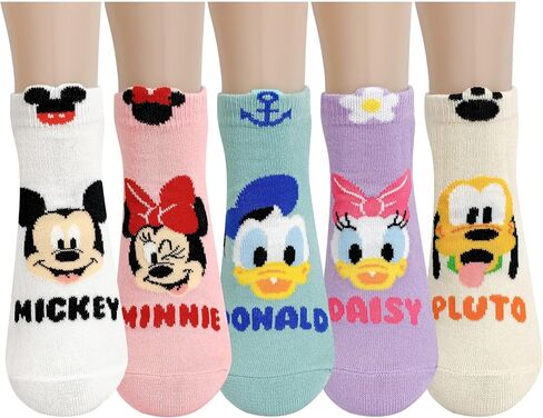 Disney Character Ankle Socks, 4 or 5 or 6 Pairs, Mickey Minnie Donald Daisy Pluto, Multicolor Set Collection in Saudi Arabia