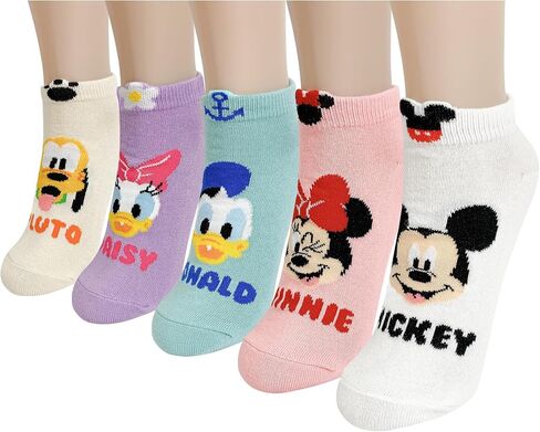 Disney Character Ankle Socks, 4 or 5 or 6 Pairs, Mickey Minnie Donald Daisy Pluto, Multicolor Set Collection in Saudi Arabia