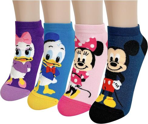 Disney Character Ankle Socks, 4 or 5 or 6 Pairs, Mickey Minnie Donald Daisy Pluto, Multicolor Set Collection in Saudi Arabia