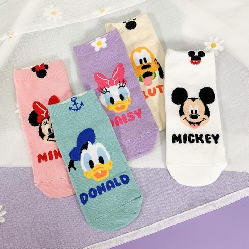 Disney Character Ankle Socks, 4 or 5 or 6 Pairs, Mickey Minnie Donald Daisy Pluto, Multicolor Set Collection in Saudi Arabia