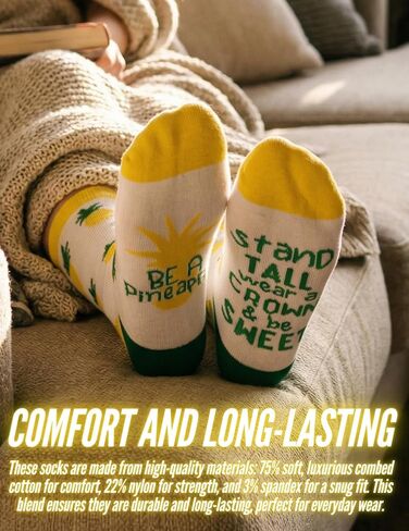 InnoBeta Pineapple Gifts for Women, Inspirational Gifts for Women, One Size Crew Socks in Kuwait
