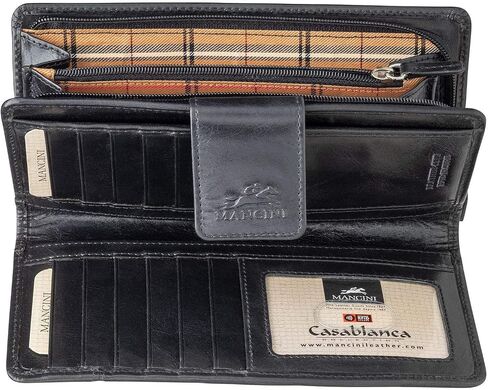 Mancini Casablanca Full Grain Leather RFID Secure Clutch Wallet, Brown in Saudi Arabia