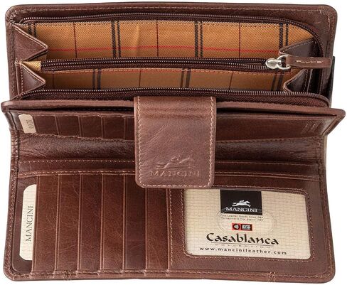 Mancini Casablanca Full Grain Leather RFID Secure Clutch Wallet, Brown in Saudi Arabia