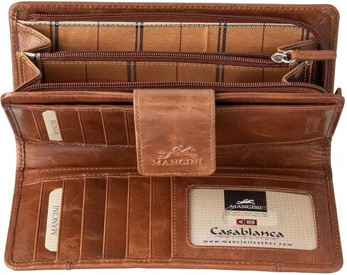 Mancini Casablanca Full Grain Leather RFID Secure Clutch Wallet, Brown in Saudi Arabia