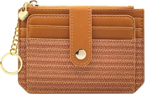 M-Plateau Woven Key Chain Wallet, Slim Card Holder | Mini Bifold Purse with 6 Card Slots, Zipper Pocket & ID Window for Women in Saudi Arabia