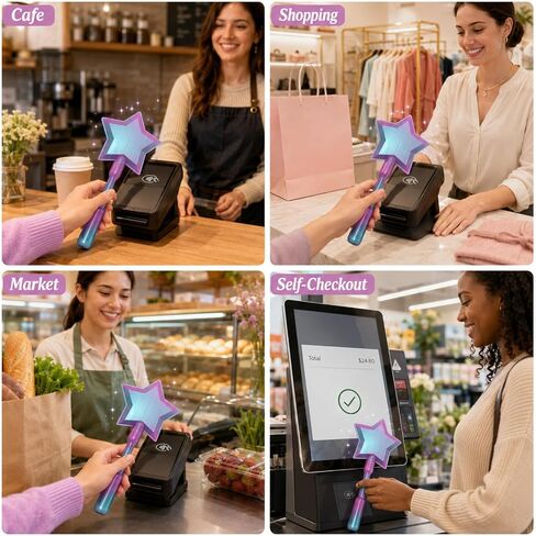 CHILDPHILO Credit Card Wand Holder, 3D Printed Magic Fairy Star Tap to Pay Card Holder, Contactless Payment Card Sleeve for Easy NFC Checkout, Cute Funny Novelty Creative Gift in Saudi Arabia
