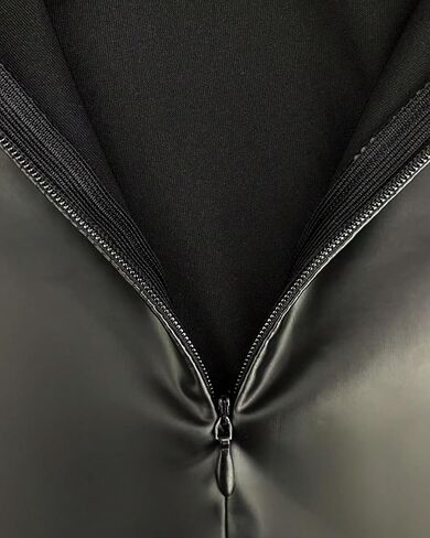 Women's PU Faux Leather Dress Deep V Neck Sleeveless Mini Sexy Black Dresses for Night Club Party in Saudi Arabia