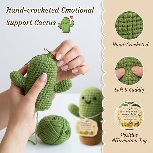 MHSMHL Gardening Gifts for Women, Plant Lovers Gifts, Emotional Support Crochet Cactus, Funny Gift for Gardener, Stress Relief Gifts, Cute Handmade Crochet Plant Decor for Desk Office Home in Saudi Arabia