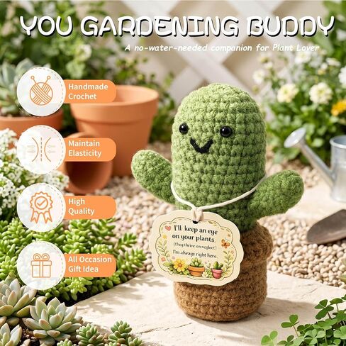 MHSMHL Gardening Gifts for Women, Plant Lovers Gifts, Emotional Support Crochet Cactus, Funny Gift for Gardener, Stress Relief Gifts, Cute Handmade Crochet Plant Decor for Desk Office Home in Saudi Arabia