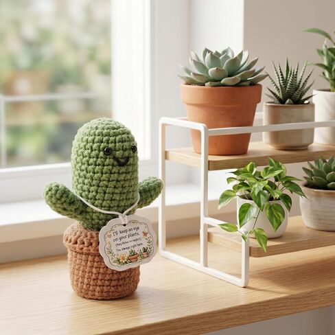 MHSMHL Gardening Gifts for Women, Plant Lovers Gifts, Emotional Support Crochet Cactus, Funny Gift for Gardener, Stress Relief Gifts, Cute Handmade Crochet Plant Decor for Desk Office Home in Saudi Arabia