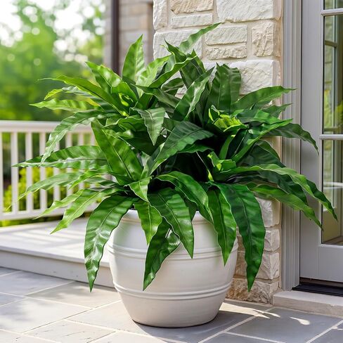 4 Pcs Artificial Plants Outdoor, Artificial Bird Nest Fern Stems, 3D Real Touch Fake Dracaena Plants with 60 Blades, UV Resistant Weatherproof Faux Indoor Greenery for Garden Porch Home Office Decor in Saudi Arabia