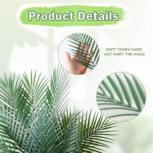 12 PCS Mixed Size Faux Tropical Leaves, Realistic Artificial Green Palm Fern Leaves for Home Decor DIY Arrangement in Saudi Arabia